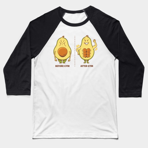 Avocado Gym Baseball T-Shirt by Safdesignx